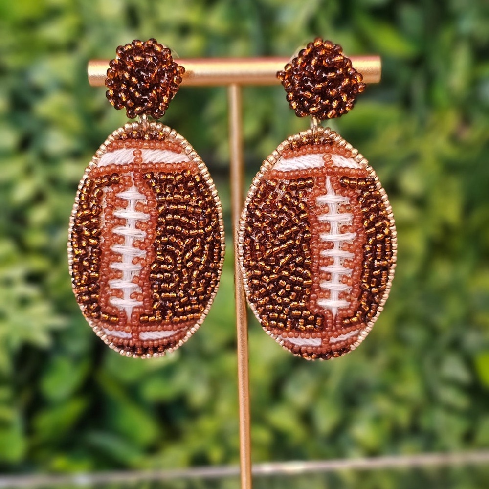 Allie Beads Football Earrings 🏈